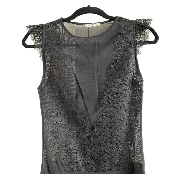 Zara Black Mesh / Lace Top Bodysuit Size Small - Picture 1 of 4
